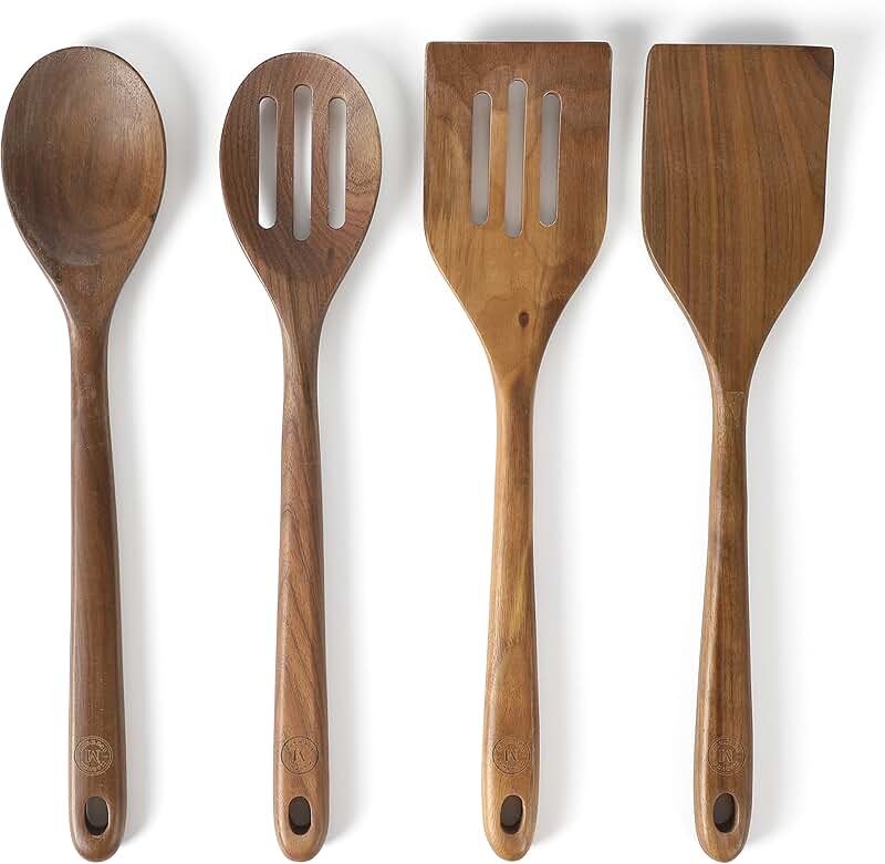 4-Piece Wooden Kitchen Utensil Set in Walnut