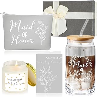 Set of 5 Maid of Honor Gifts with Cup, Candle, and Cards