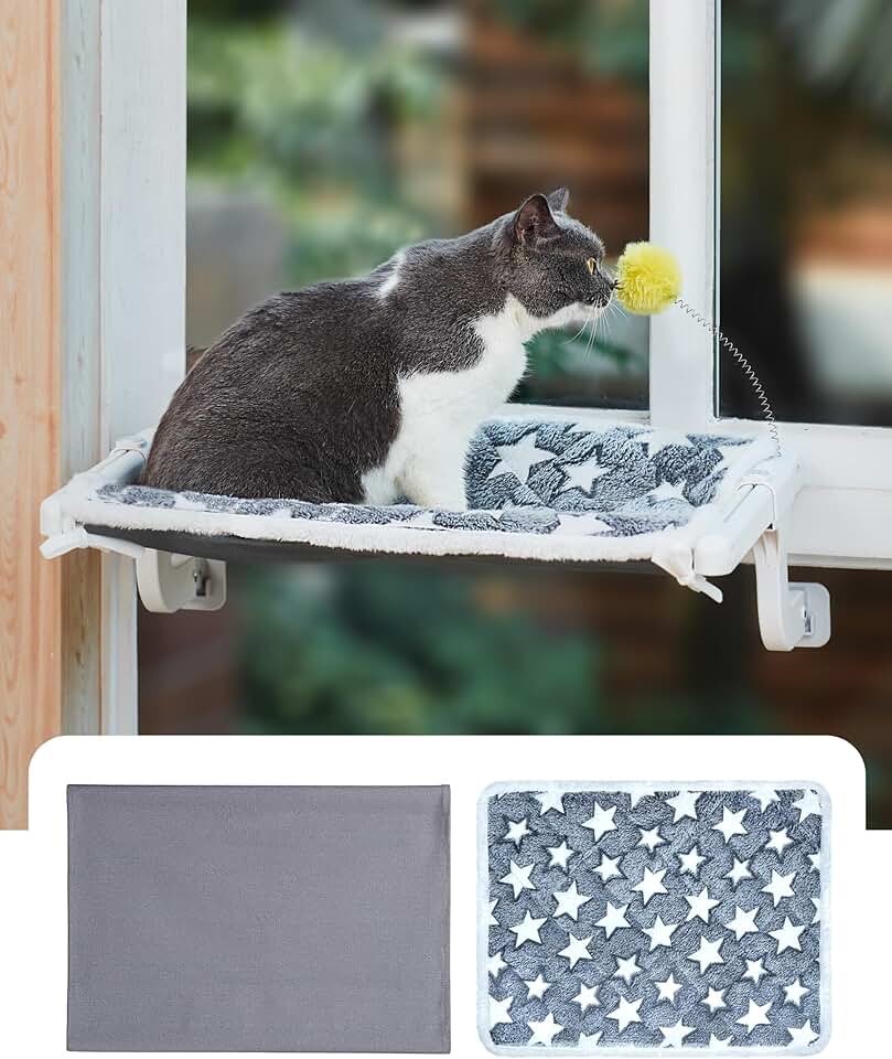 Sturdy Cat Window Seat with Cover for Indoor Cats