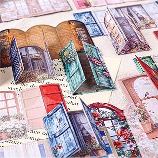 60 Vintage Paper Window Scrapbook Stickers for Crafts