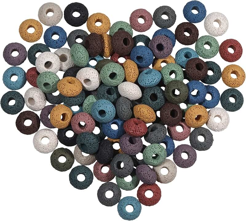 50 Mixed Color Lava Rock Beads, 15x10mm