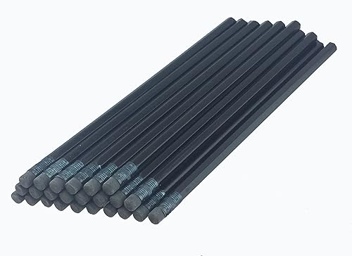 Black Barrel Hexagon Pencils with Eraser, 36 Pack