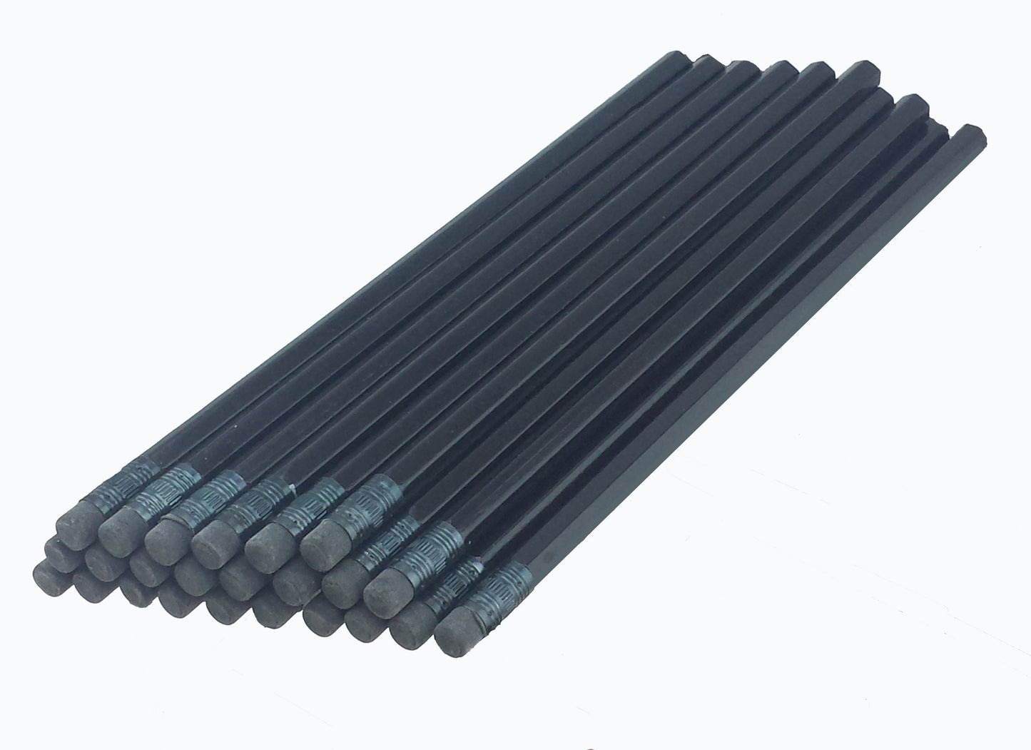 Black Barrel Hexagon Pencils with Eraser, 36 Pack