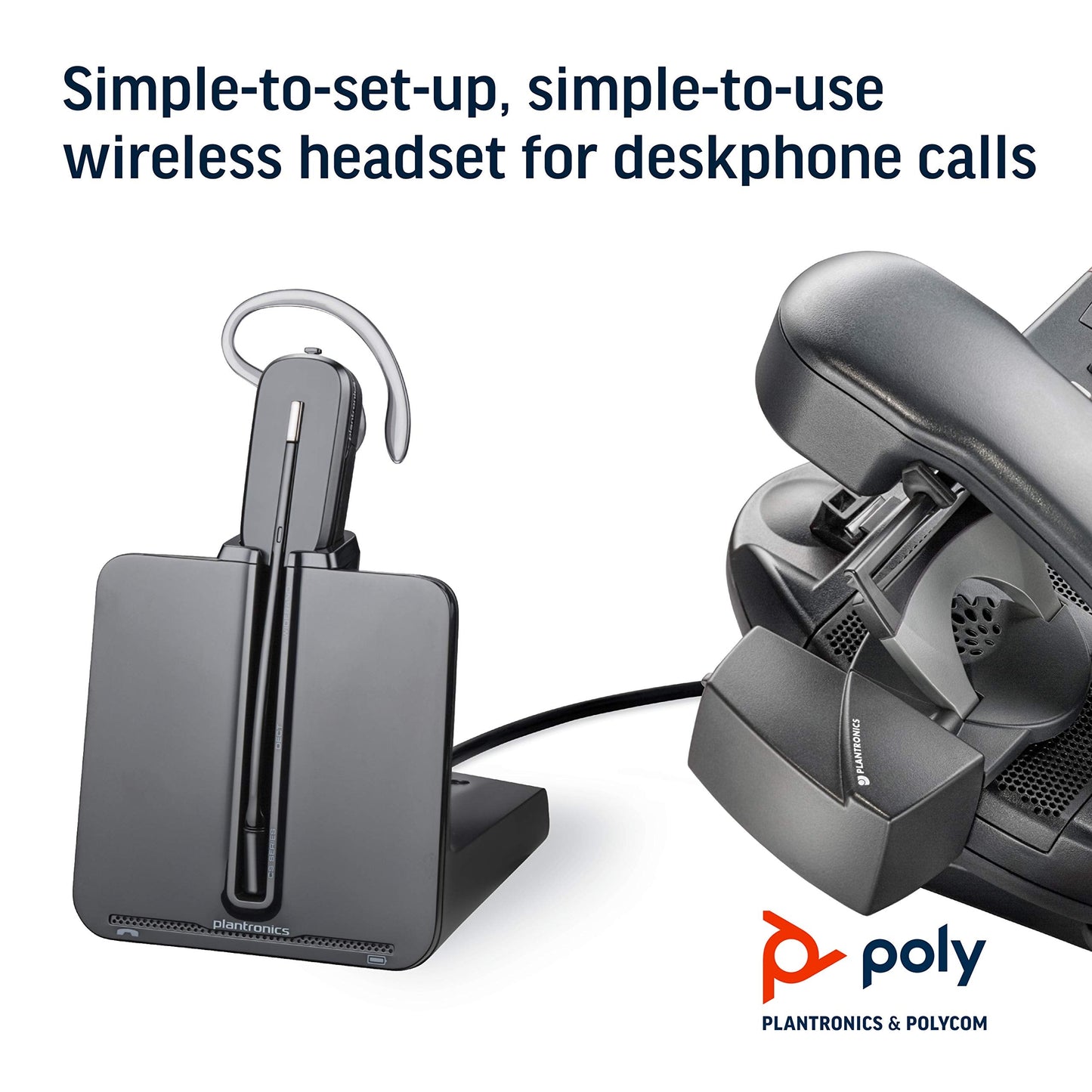Plantronics - CS540 Wireless DECT Headset () - Single Ear (Mono) Convertible (3 wearing styles) - Connects to Desk Phone - Noise Canceling Microphone