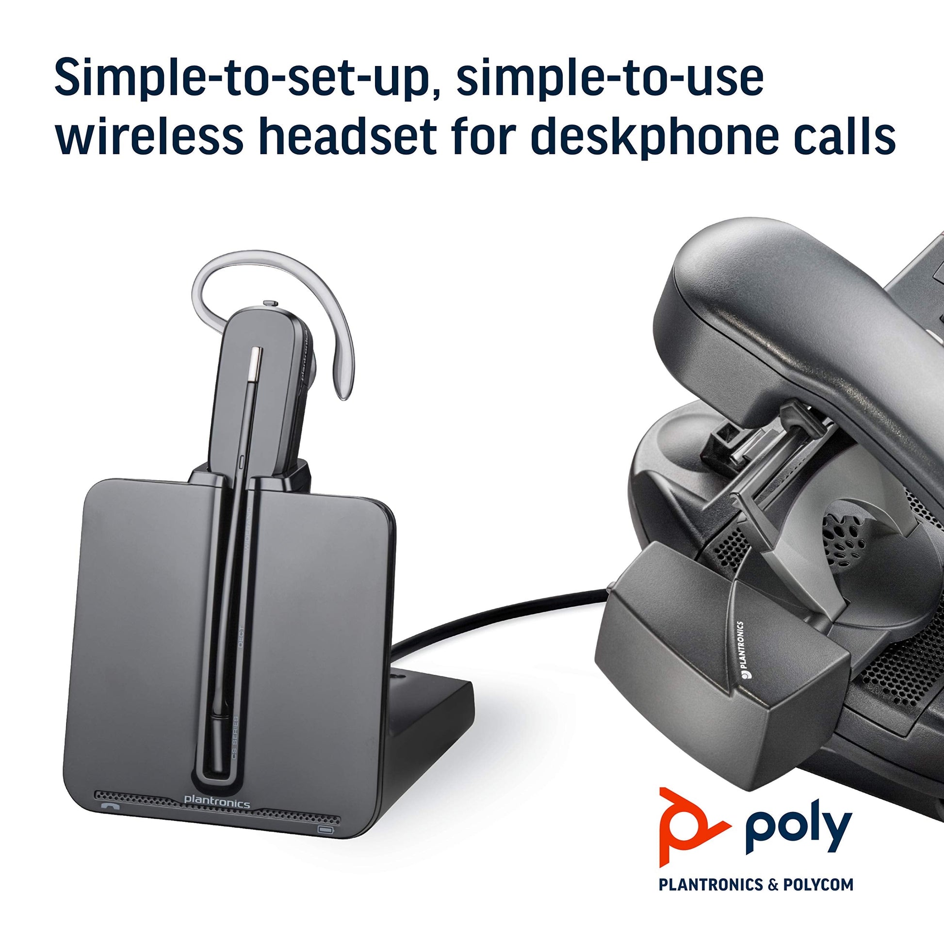 Plantronics - CS540 Wireless DECT Headset () - Single Ear (Mono) Convertible (3 wearing styles) - Connects to Desk Phone - Noise Canceling Microphone