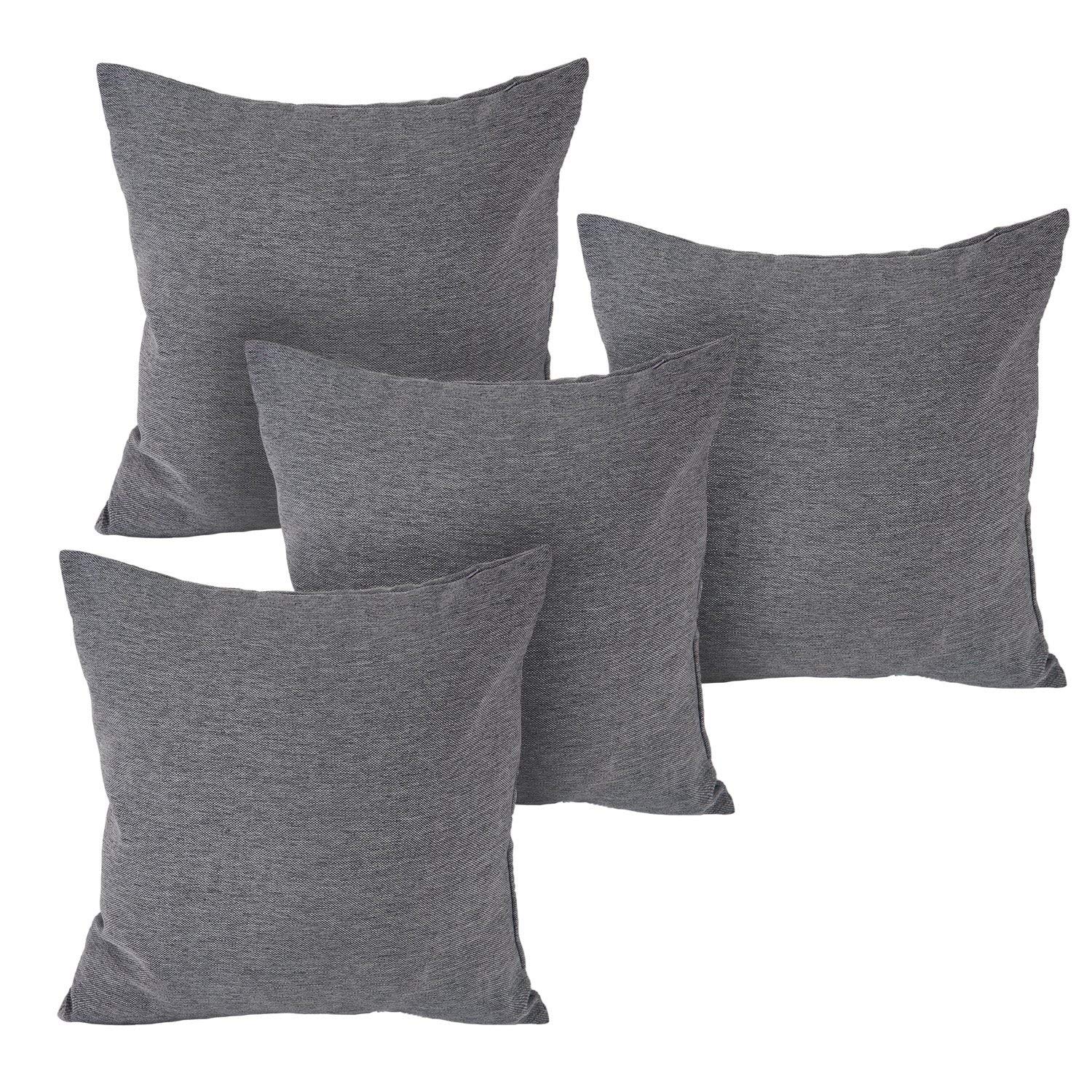 Woven Fine Pillowcase Faux Linen Throw Cushion Pillow Cover with Invisible Zipper for Sofa, 18x18 Inch, Grey
