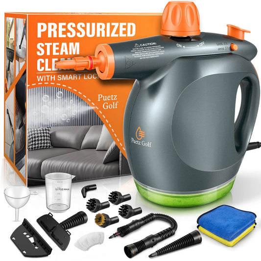 1250W Powerful Handheld Steam Cleaner with Deter t Container and Safety Lock, Multifunctional and Pressurized Hand Held Steamer for Kitchen, Bathroom, Windows and Floors, Steamer for Cleaning