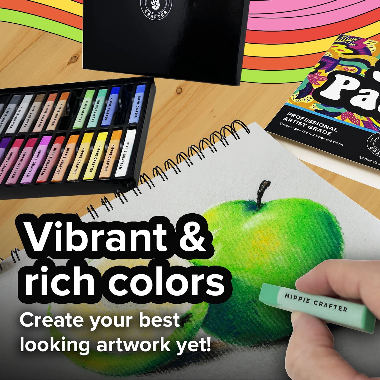 24 Soft Chalk Pastels Art Supplies Set