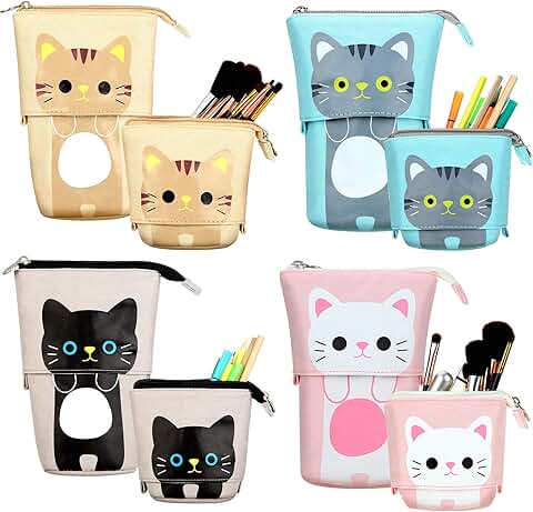 Four Cat Print Telescopic Pencil Cases