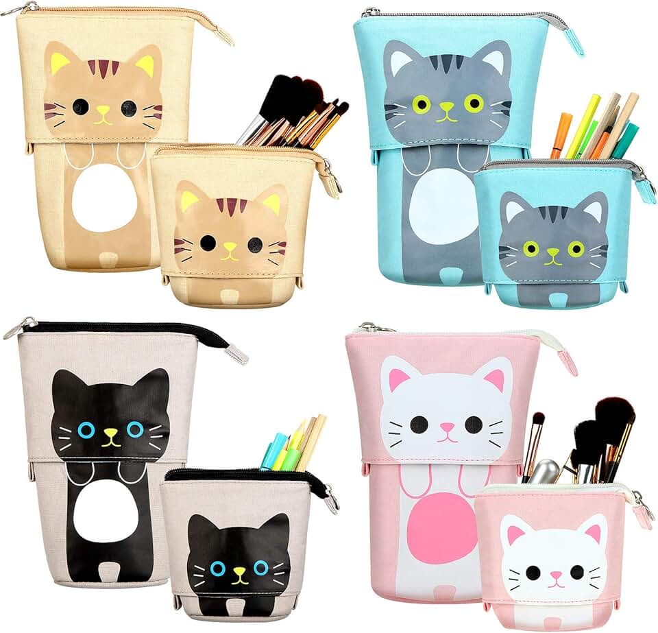 Four Cat Print Telescopic Pencil Cases