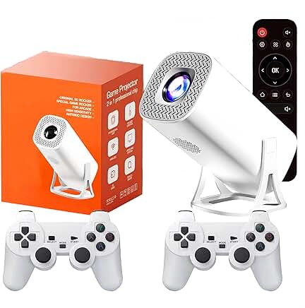 1080P 4K Mini Game Projector with Wireless Controllers