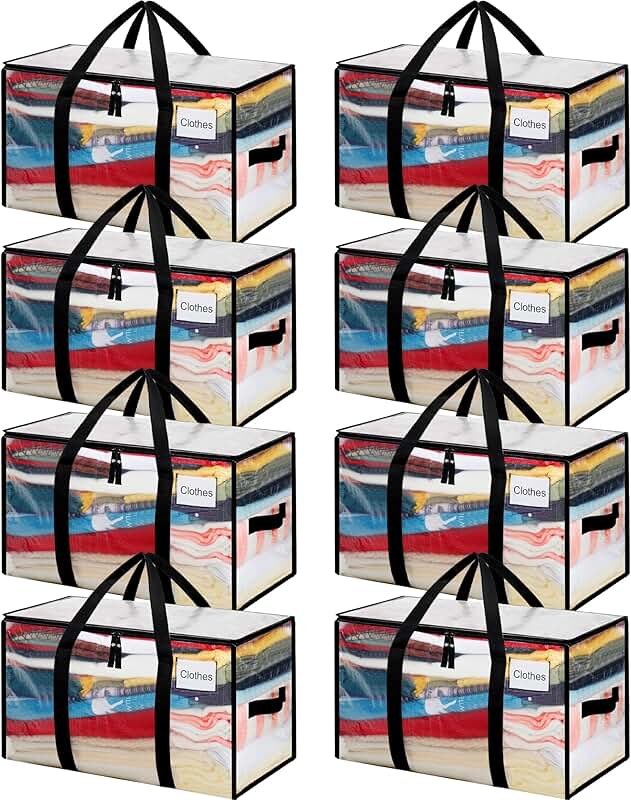 Heavy Duty Moving Bags with Strong Handles, 8 Pack