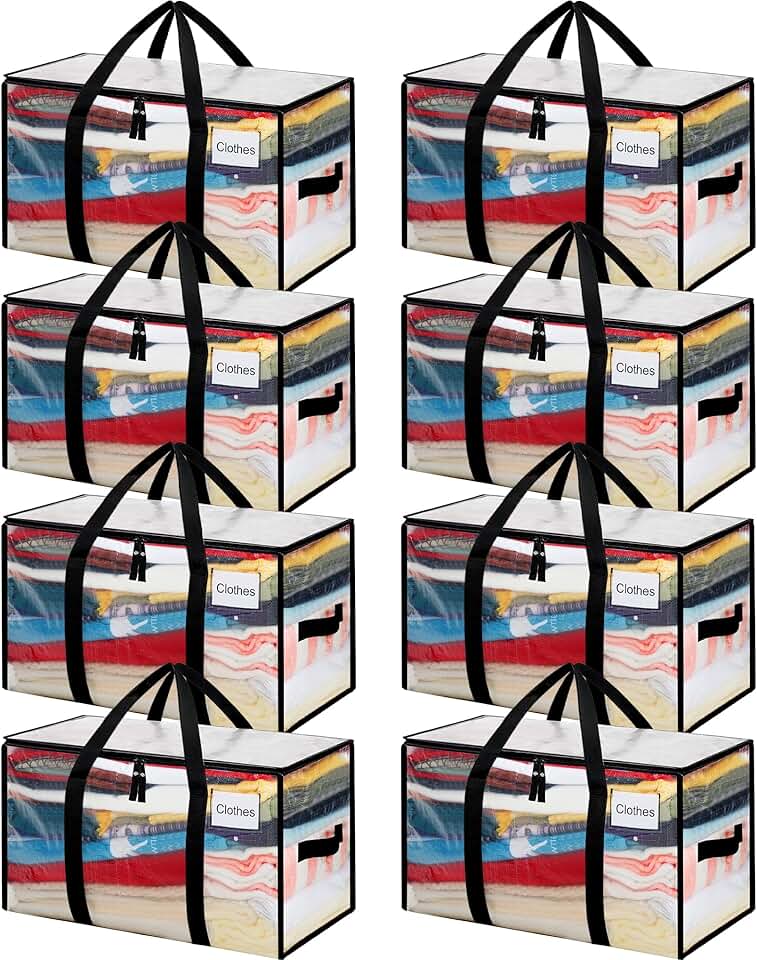 Heavy Duty Moving Bags with Strong Handles, 8 Pack