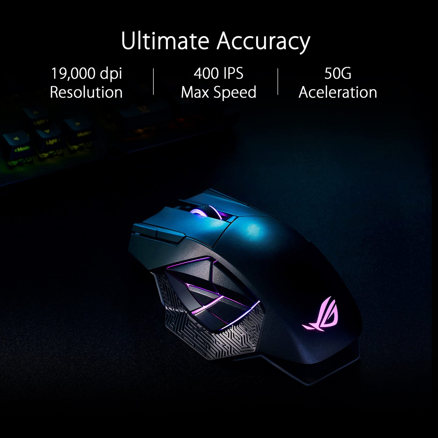 ROG Spatha X Wireless Gaming Mouse (Magnetic Charging Stand, 12 Programmable Buttons, 19,000 DPI, Push-fit Hot Swap Switch Sockets, ROG Micro Switches, ROG Paracord and Aura RGB lighting)