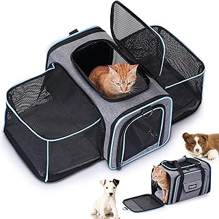 Large Expandable Soft Pet Carrier with Pad and Pocket