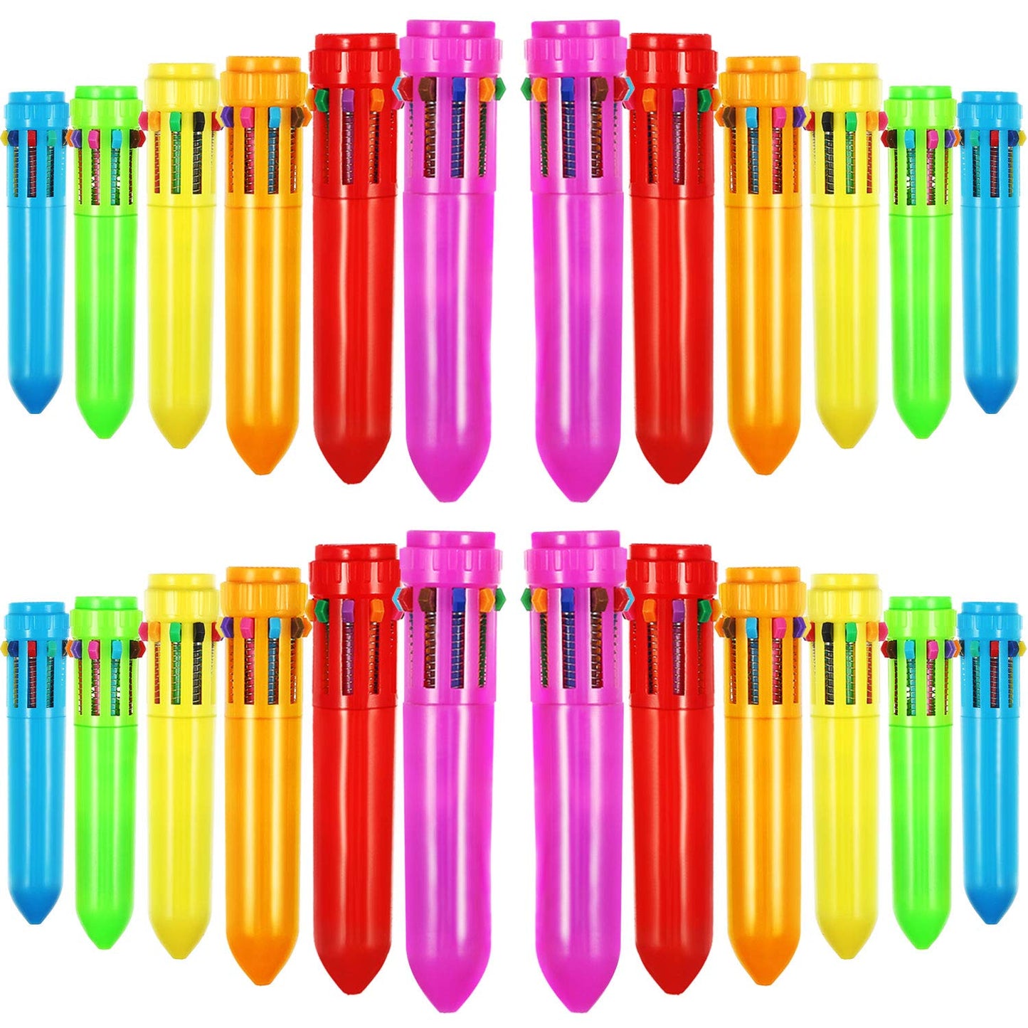 Set of 24 Colorful Retractable Ballpoint Pens