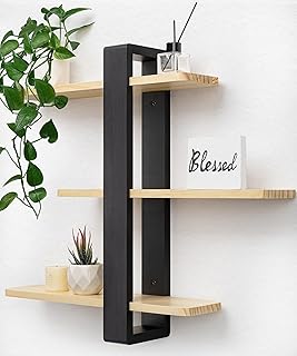 Large Pine Wood 3-Tier Wall Shelves for Home and Office