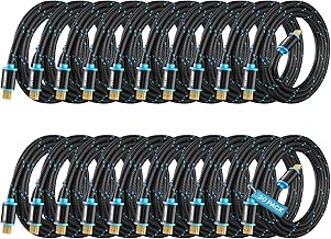 8-Foot 4K HDMI Cables, 20 Pack, Nylon Braided