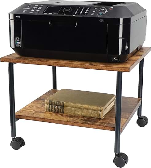 Rolling under desk printer stand with two shelves