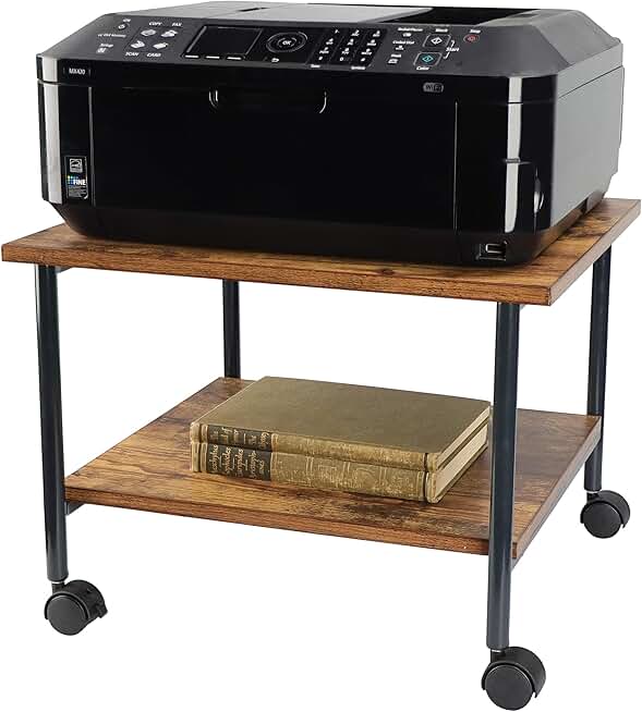 Rolling under desk printer stand with two shelves
