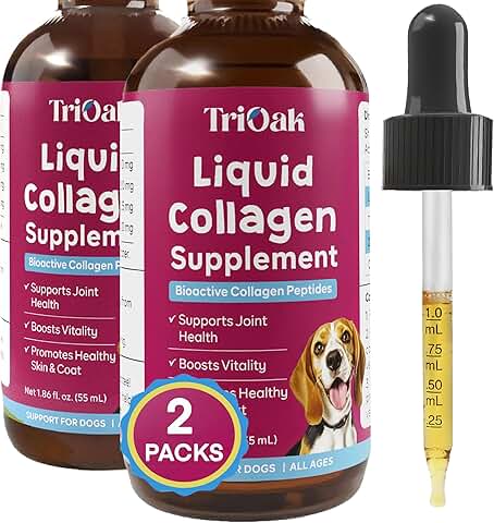 Liquid Collagen Drops for Dogs, 2-Pack for Joints and Skin