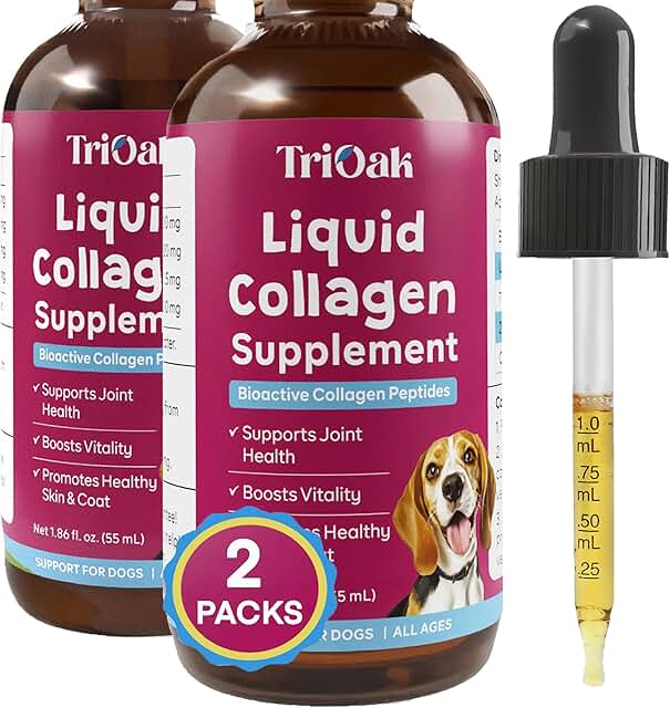 Liquid Collagen Drops for Dogs, 2-Pack for Joints and Skin