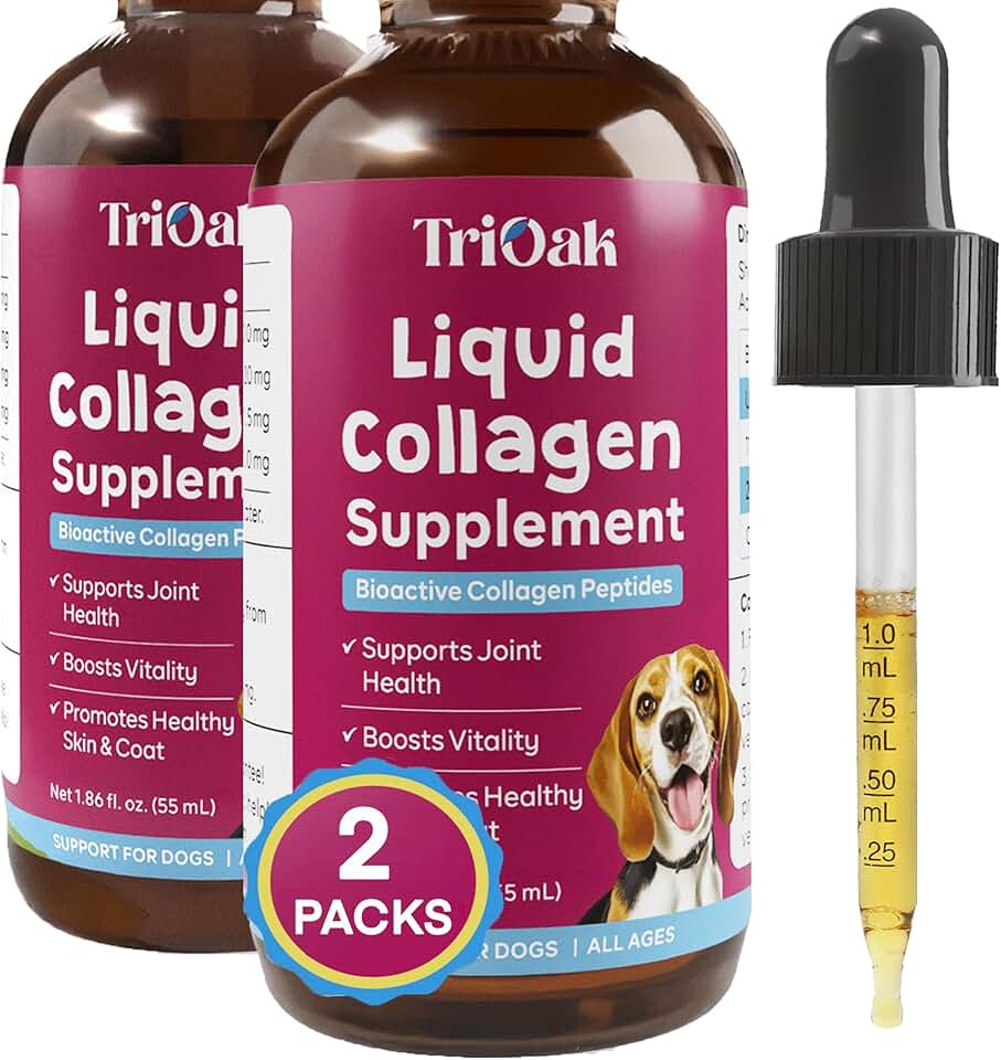 Liquid Collagen Drops for Dogs, 2-Pack for Joints and Skin