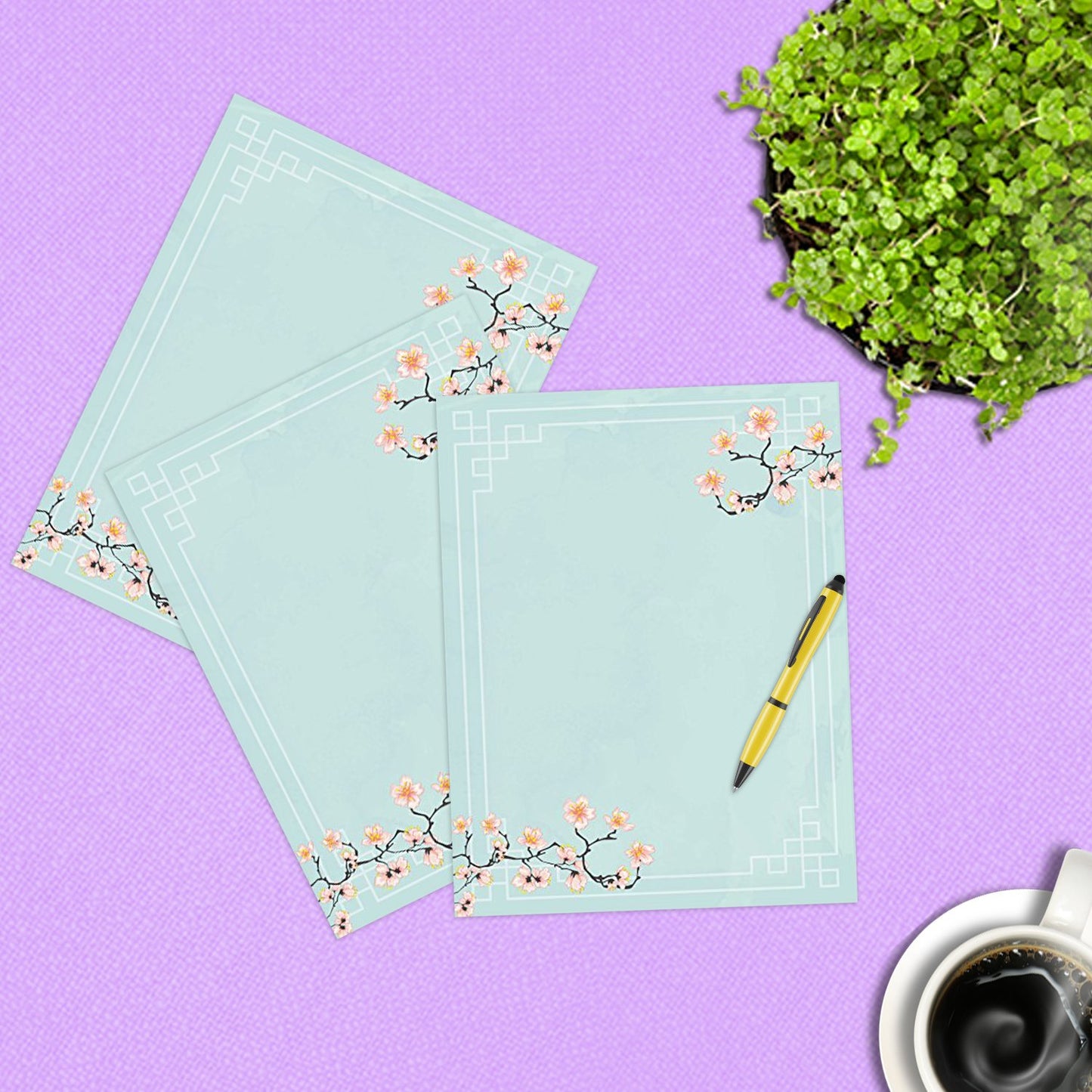 100 Floral Design Stationery Sheets for Notes or Letters