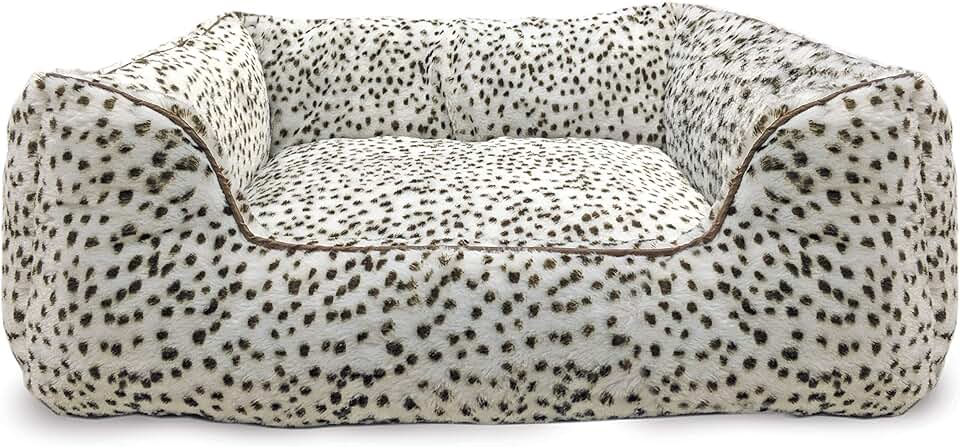 Sleep Zone Snow Leopard Step-In Pet Bed 25 Inches