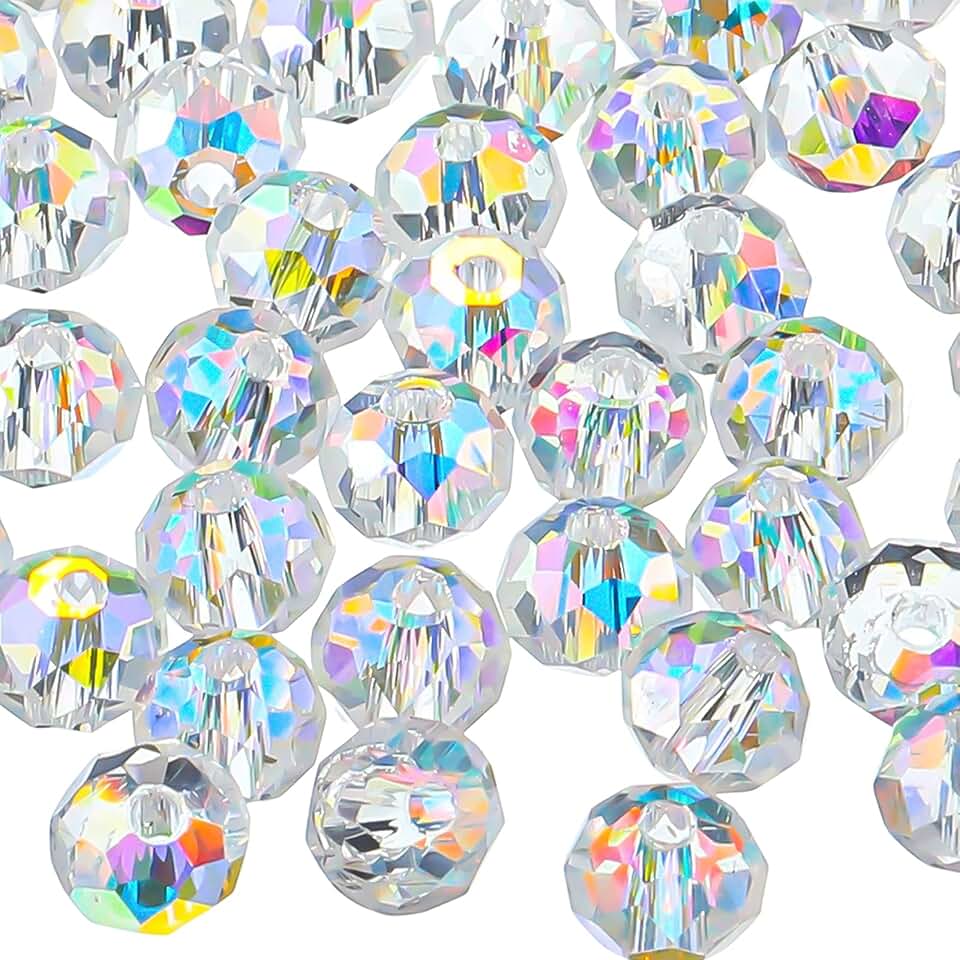 500 Pieces 8mm Glass Crystal Rondelle Beads for Jewelry Making