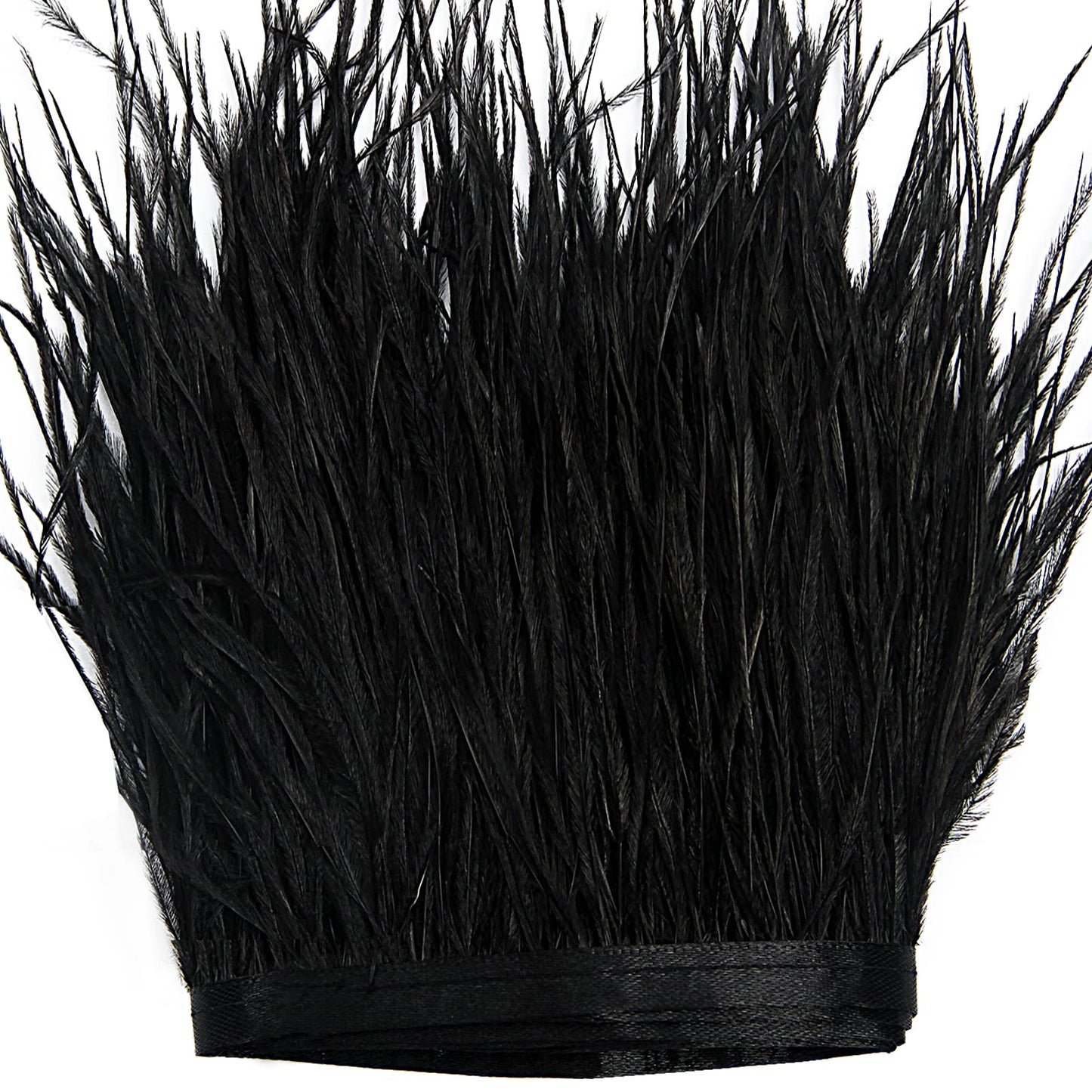 Black Ostrich Feather Trim 2 Yards for Sewing and Decor
