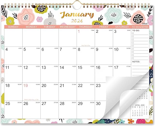 2026 Wall Calendar with Large Monthly Blocks