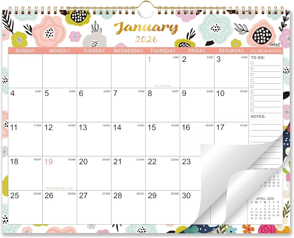 2026 Wall Calendar with Large Monthly Blocks