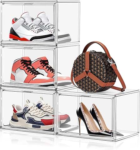 Set of 4 Large Clear Plastic Shoe Storage Boxes