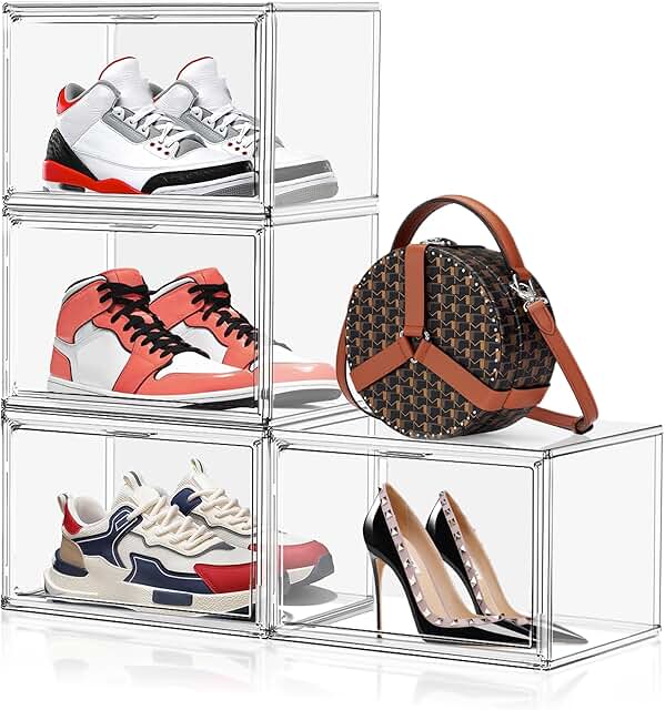 Set of 4 Large Clear Plastic Shoe Storage Boxes