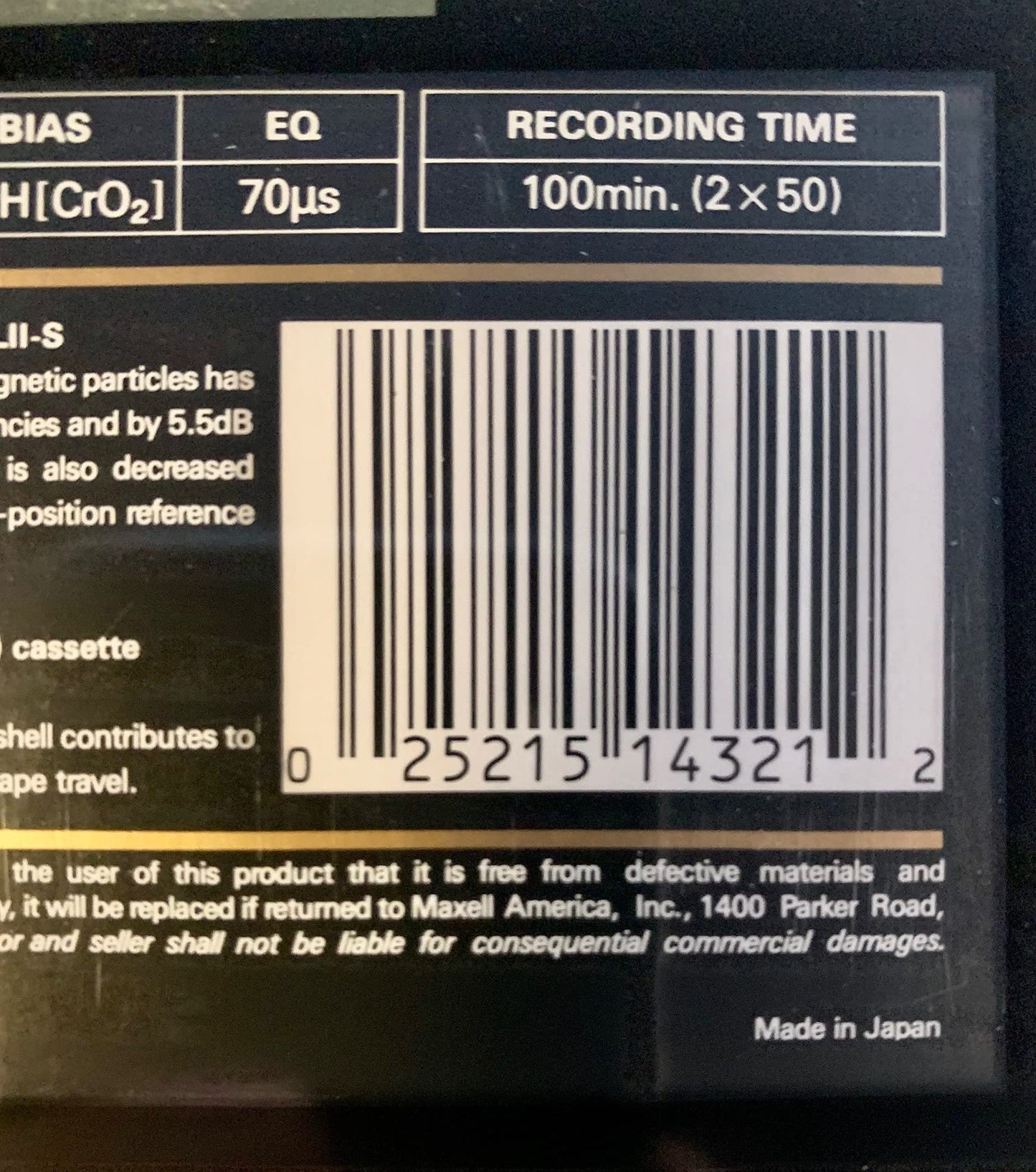 High Bias XLII-S 100 Minute Audio Cassette