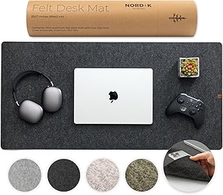 Large Charcoal Felt Desk Mat for Keyboard and Mouse