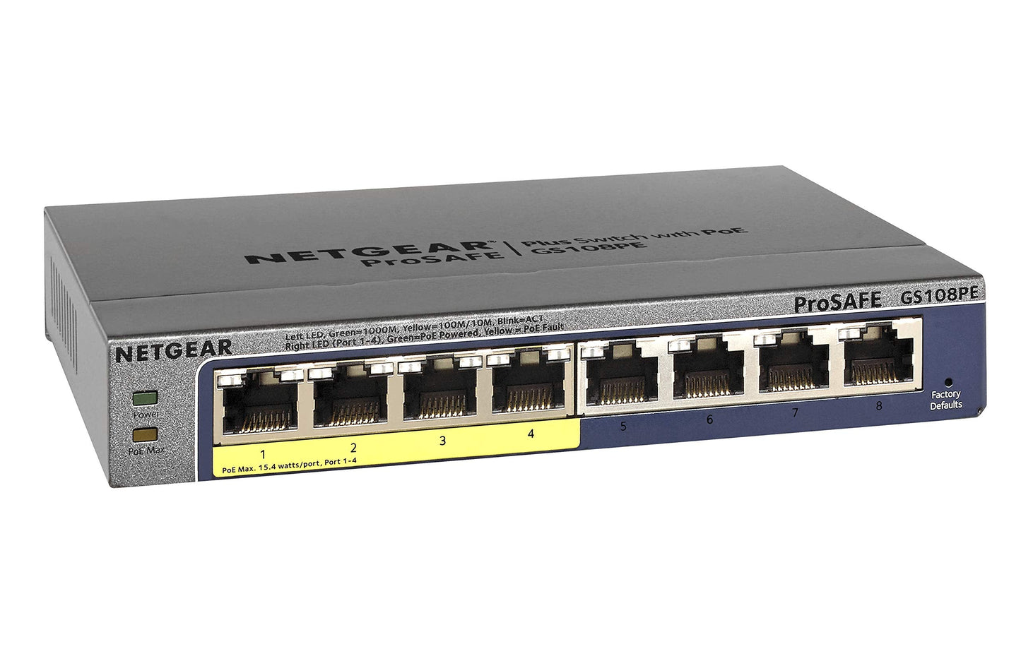 8-Port PoE Gigabit Ethernet Plus Switch (GS108PEv3) - Managed, with 4 x PoE @ 53W, Desktop or Wall Mount, and Limited Lifetime Protection