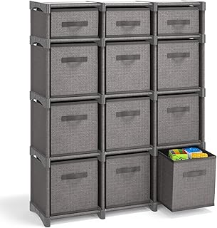 Gray 12-Cube Storage Organizer for Bedroom and Office