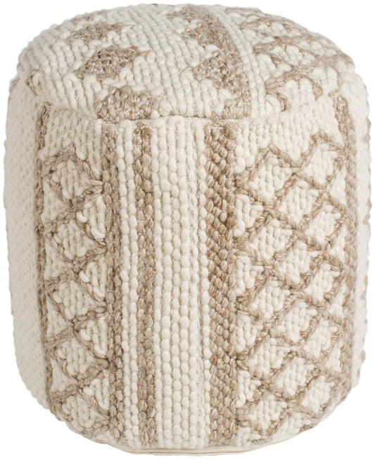 Gobi Pouf, 16" x 16" x 16", Cream, Taupe