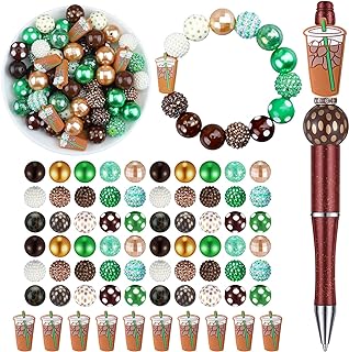 70 Pcs Coffee Bubblegum and Silicone Beads for Jewelry Making