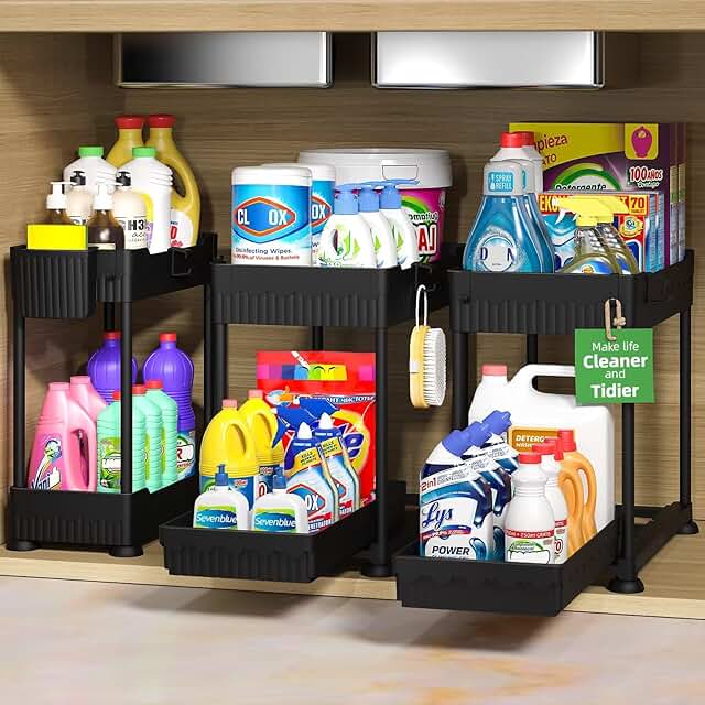 Three Under Sink Organizers with Sliding Drawers