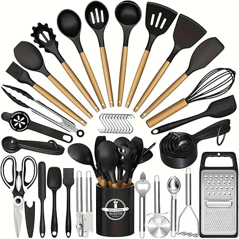 44-Piece Silicone Kitchen Utensil Set for Non-Stick Cooking