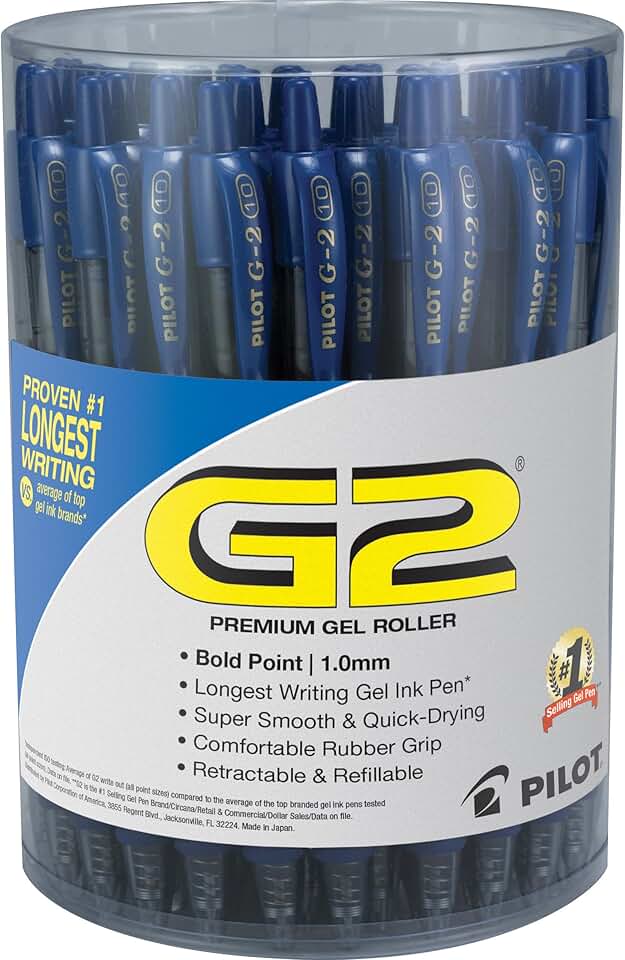 36 Blue Gel Roller Pens with 1 mm Bold Point