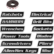 Set of 12 reusable magnetic toolbox labels in black