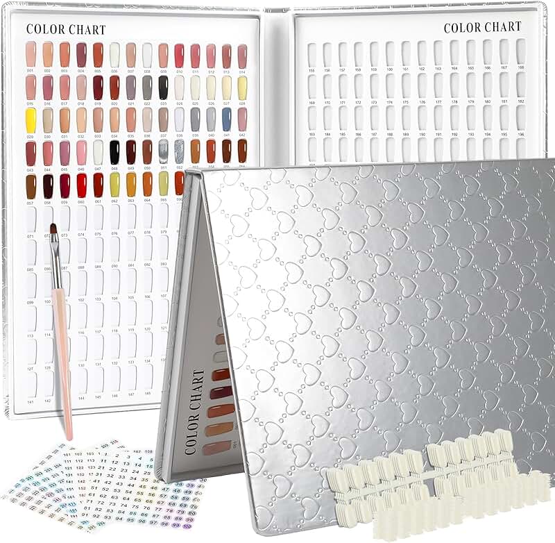 308-Color Gel Polish Swatch Book with Tips and Stickers