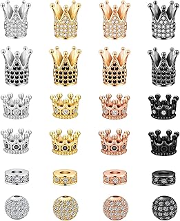 Set of 24 Crown-Shaped Spacer Beads for Jewelry Making