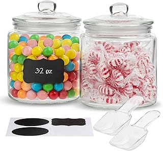 Set of 2 29oz Glass Storage Jars with Lids
