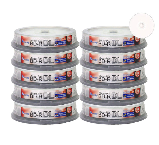 100-pack 50GB 6X Blu-ray BD-R DL discs with printable surface