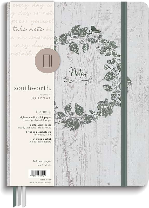 Large Rustic Sage Botanical Journal, 6.5" x 8.5"